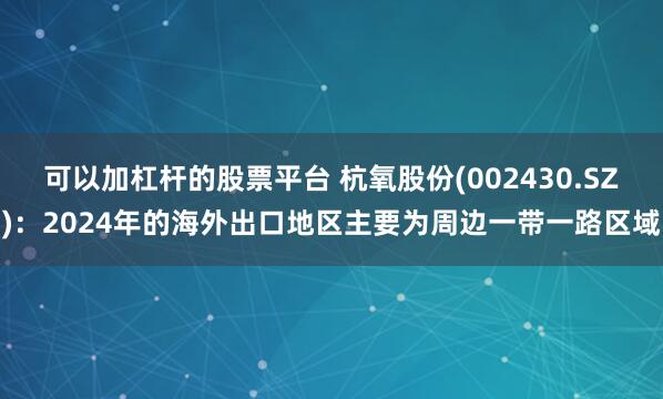 可以加杠杆的股票平台 杭氧股份(002430.SZ)：2024年的海外出口地区主要为周边一带一路区域
