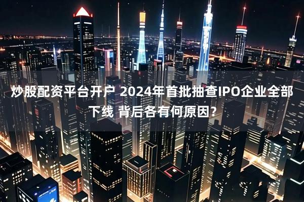 炒股配资平台开户 2024年首批抽查IPO企业全部下线 背后各有何原因？